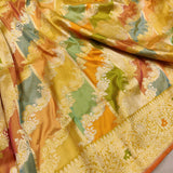 Multicolor Pure Katan Silk Handwoven Banarasi Rangkat Saree