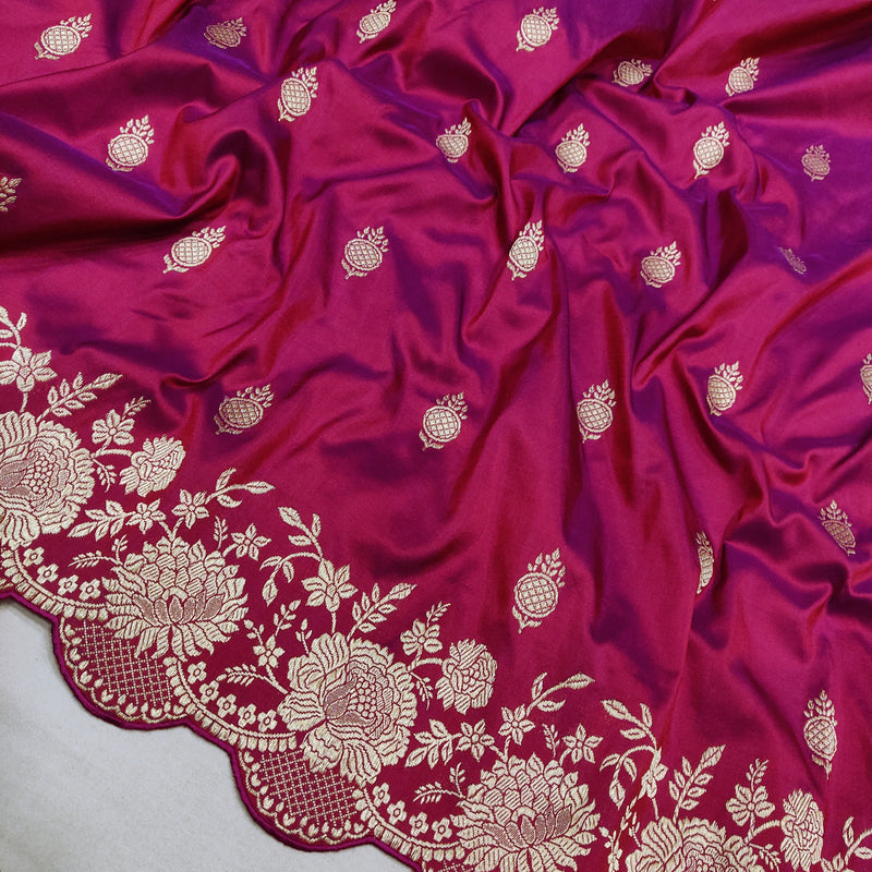 Wine Color Katan Silk Handwoven Banarasi Saree