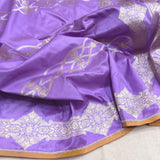Lavender colour pure katan silk handwoven banarasi saree