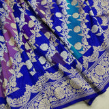 Royal Blue pure katan silk Handwoven banarasi rangkat saree