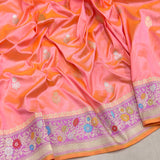 Dual shade pure katan silk Handwoven banarasi saree