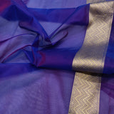 Royal blue Pure Kora Silk Handwoven Banarasi Saree