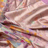 Light pink colour pure katan silk handwoven banarasi silk saree