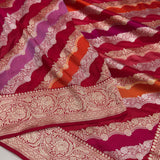 Red colour pure katan silk Handwoven banarasi rangkat saree