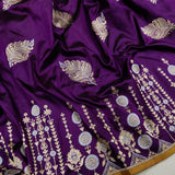 Purple colour katan silk handwoven banarasi y