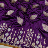 Purple colour katan silk handwoven banarasi y