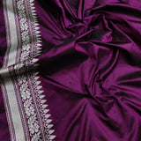 Wine colour pure katan silk Handwoven banarasi saree