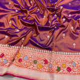 Dual shade pure katan silk Handwoven banarasi saree