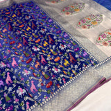 Dual shade pure kora Handwoven banarasi saree