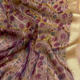 Multicolour Pure kora digital print handwoven banarasi saree