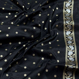 Black colour pure katan silk Handwoven banarasi saree