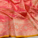 Dual shade pure katan silk Handwoven banarasi Tanchoi saree