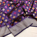 Purple colour pure katan silk Handwoven banarasi rangkat saree