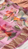 Multicolour pure kora Handwoven Banarasi saree