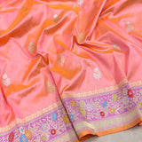Dual shade pure katan silk Handwoven banarasi saree