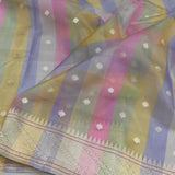 Multicolour pure kora Handwoven banarasi saree