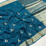 Dual sade pure mashru silk handwoven banarasi saree