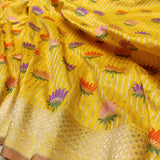 Yellow colour Pure Katan Silk Handwoven Banarasi Saree