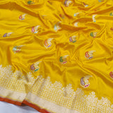Yellow Color Katan Silk Handwoven Banarasi Saree