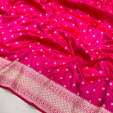 Pink colour pure katan silk handwoven banarasi saree