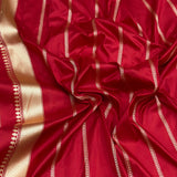 Red colour pure katan silk Handwoven banarasi saree