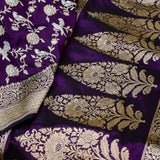 Purple colour pure katan silk handwoven banarasi saree