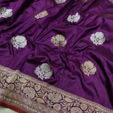 Purple Colour Pure Katan Silk Handwoven Banarasi Saree