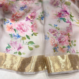 Multicolour pure kora Handwoven Banarasi saree