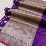 Purple colour Pure Katan Silk Handwoven Banarasi Saree