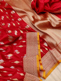 Red colour Pure Katan Silk Handwoven Banarasi Saree