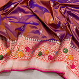 Dual shade pure katan silk Handwoven banarasi saree