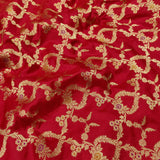 Red colour Pure Banarasi katan silk Fabric