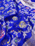 Royal blue colour Pure Katan Silk Handwoven Banarasi Saree