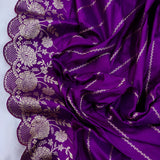 Purple colour pure katan silk handwoven banarasi saree