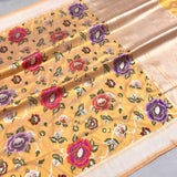 Fanta colour pure katan silk Handwoven banarasi saree