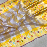 Pure kora Handwoven Banarasi saree