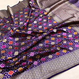 Purple colour pure katan silk Handwoven banarasi rangkat saree