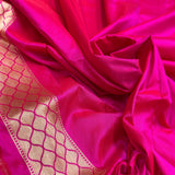 Pink colour Pure Katan Silk Handwoven Banarasi Saree