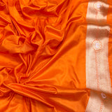 Orange colour pure katan silk handwoven banarasi saree
