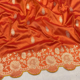 Orange colour pure katan silk Handwoven banarasi saree