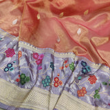 Peach Colour Pure Tissue Silk Handwoven Banarasi Saree