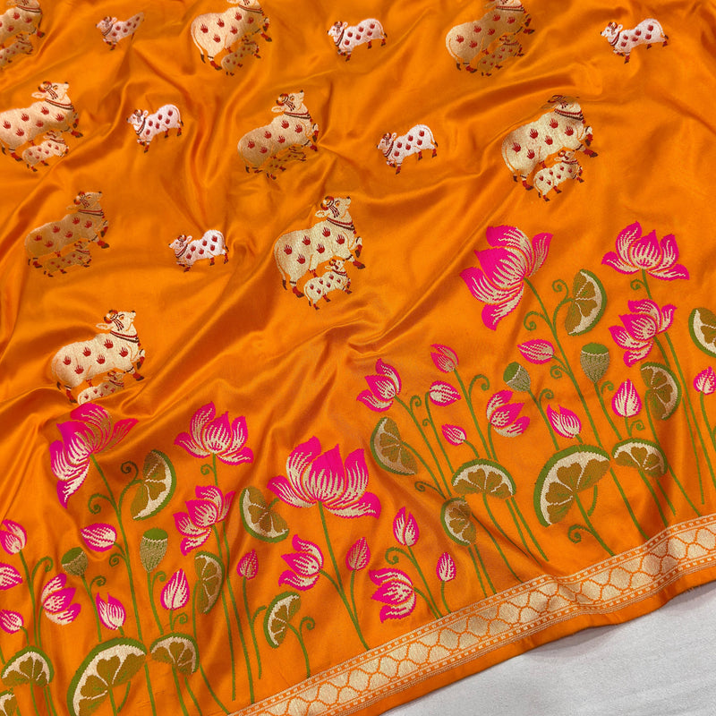 Pure katan silk Handwoven banarasi saree