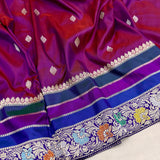 Dual shade pure katan silk Handwoven banarasi saree