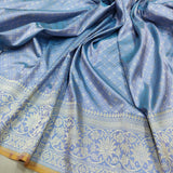 Dual shade pure katan silk Handwoven banarasi Tanchoi saree