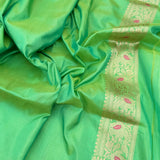 Dual shade pure katan silk Handwoven banarasi saree