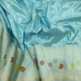 Sky blue Colour Pure Katan Silk Handwoven Banarasi Saree