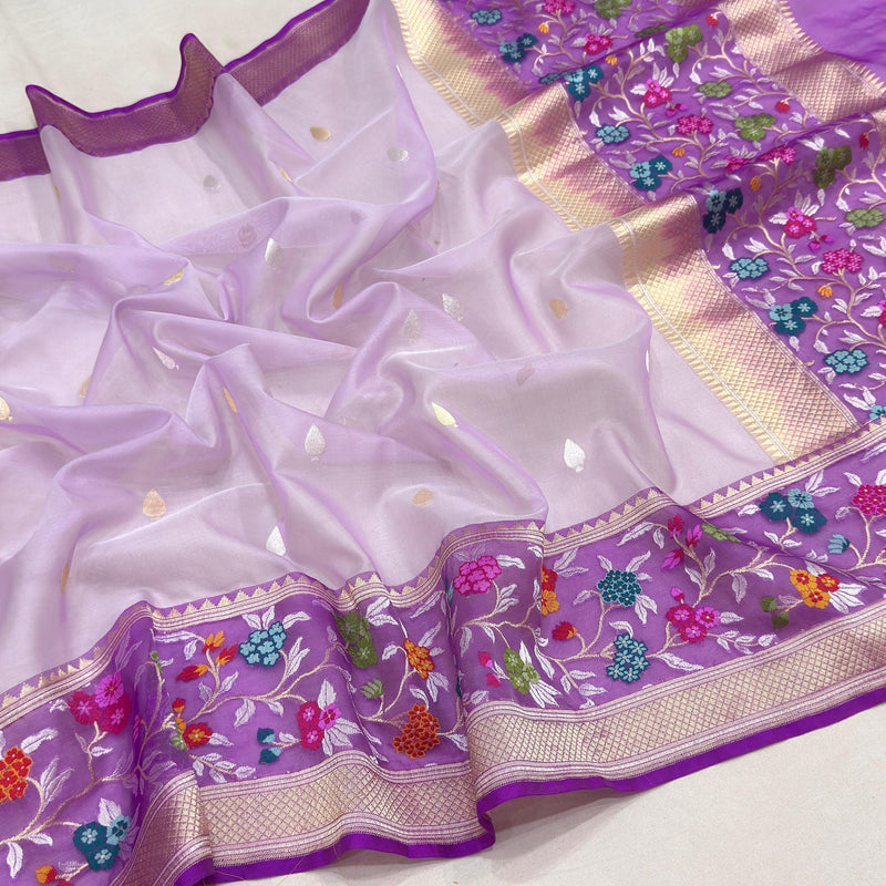 Pure Kora Silk Handwoven Banarasi Saree