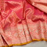 Dual shade pure katan silk Handwoven banarasi Tanchoi saree