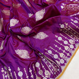 Magenta colour pure katan silk handwoven banarasi saree
