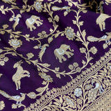 Purple colour pure katan silk Handwoven banarasi saree